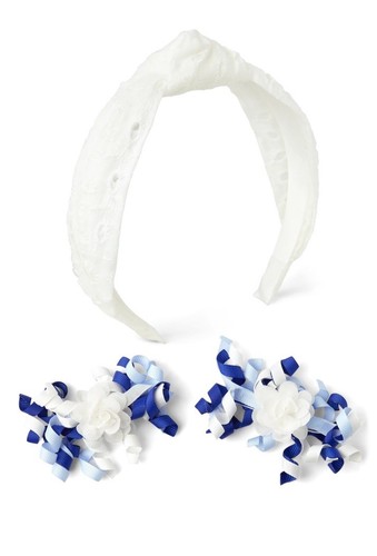 Gymboree Girls Size 6 Blue Belle Line Top Leggings Hair Accessories 3 Piece New - Picture 2 of 9