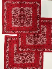 Vintage Fast Color Bandana Lot Of 3 Red Cotton 22” x 19” Selvedge Edge RN13962