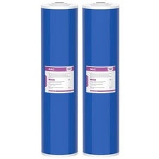 2 Pack 20x4.5" 5 Micron Big Blue GAC Carbon Water Filter Whole House Replacement