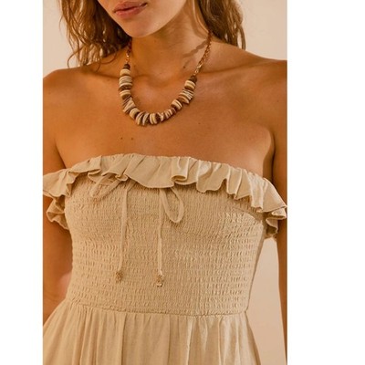 New FREE PEOPLE Lush Life Linen Strapless Midi Dress $98 LARGE Bleached Sand | eBay New FREE PEOPLE Lush Life Linen Strapless Midi Dress $98 LARGE Bleached Sand | eBay