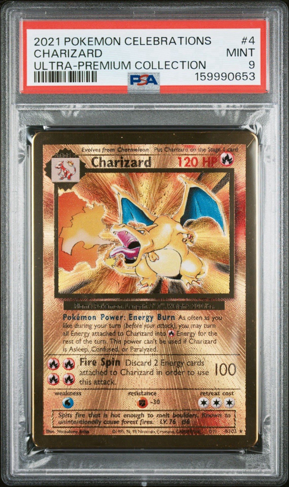 2021 Pokemon Celebrations Classic UPC Gold Metal #4 Charizard PSA 9 MINT view 5