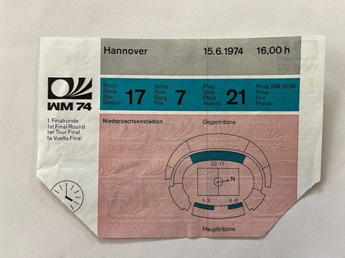 Eintrittskarte Ticket WM WC 1974 Niederlande - Uruguay WM Debüt Cruyff