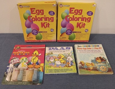 5 Vintage Easter Egg Coloring Kits All in Original Boxes Unused & Complete