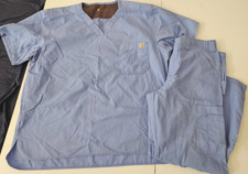 Carhartt Scrub Set Light Blue XL Top  Bottom M Ripstop Utility V-Neck Workwear