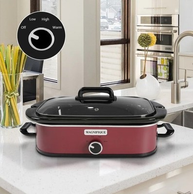 4-Quart Slow Cooker with Casserole Manual Warm Setting - 4Qt - Red NEW