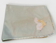 Vtg Springmaid Baby Satin Light Green Plush Baby Blanket Duck Pattern 30 x 40