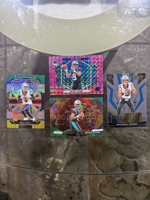 2023 Panini  Bryce Young Rookie Four Card Lot (4) Prizm, Mosaic & Select