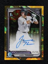 2024 Bowman Chrome Draft Sapphire Prospect Gold 45/50 Jared Thomas Auto v8j