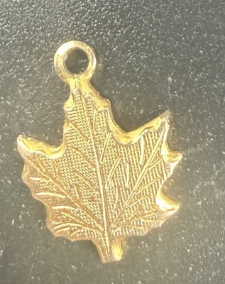 Vintage 14k Gold Charm Pendant Yellow Textured Canada Maple Leaf Design Dainty