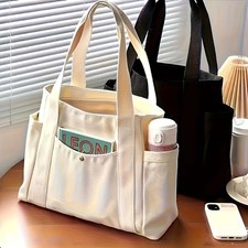 Stylish Large Canvas Tote Bag for Work, College & Daily Use - Women's Shoulder