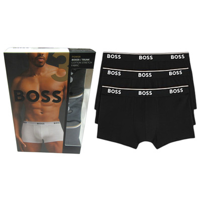 Hugo Boss Mens Power Cotton Stretch Boxer Trunks, Black, Size M (3-Pack)