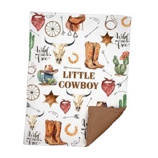 Western Baby Blanket, Cowboy Minky Blankets for Boys Girls, Nursery Room 02