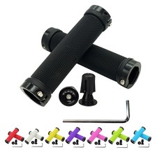 PLATT Bike Handlebar Grips with Aluminum Lock Non-Slip Rubber Bicycle Black 