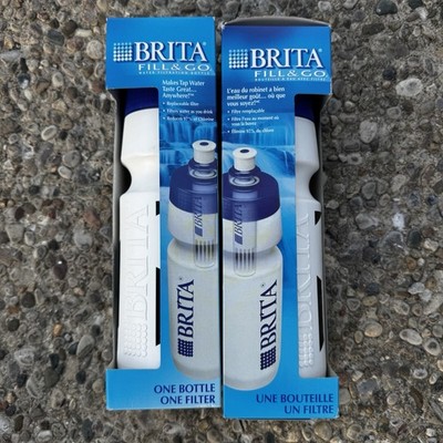 2 Brita Fill & Go Water Filtration Bottle Bottles White Blue New In Box