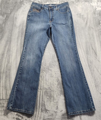 #ad BandolinoBlu Jeans Womens 10 Blue High Rise Bootcut Stretch Embroidered Denim $19.99