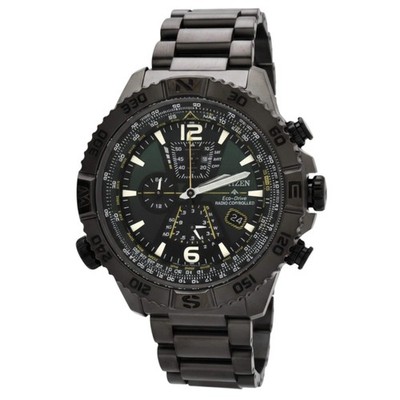Citizen Men's Watch Promaster Navihawk Green Dial Grey Bracelet AT8227-56X