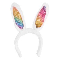 Tiara Regenbogen Fascinator Hase Glitzer PlüSch Haarreif Ostern Karneval Glitzer