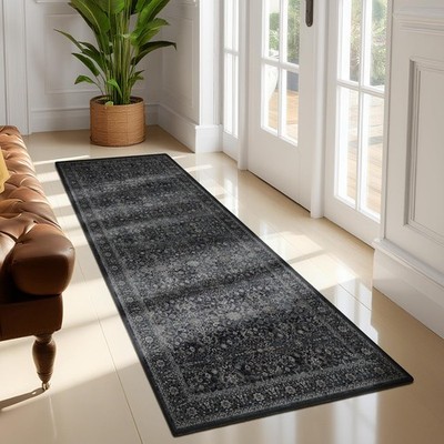 Dark 2x6 Runner Rug for Hallways Entryway, Vintage Earth Tone Kitchen Bathroo...