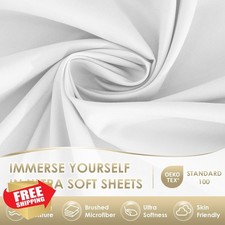 CozySmile Twin Sheet Set White, 4pc Silky Soft 16" Deep Pocket Cooling