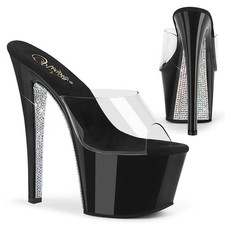 Sale SKY-301CRS Pleaser High-Heels Plateaupantoletten kschwarz silber Strass 41