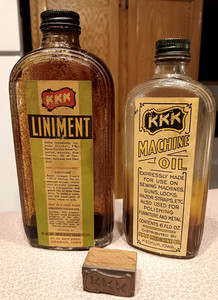 Vintage KeoKuK Iowa KKK Lot rare PRINT PLATE Block Liniment Machine Oil BOTTLES