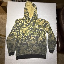 adidas Originals Men  s Camo Fleece Cotton Pullover Hoodie Green Beige Black L