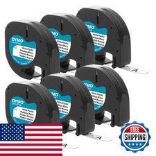Dymo Lt Plastic Labeling Tape For Letratag Label Makers 1/2 12Mm Black Print On