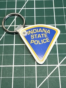 Vintage Indiana State Police Keyring Keyfob Rubber Free Shipping
