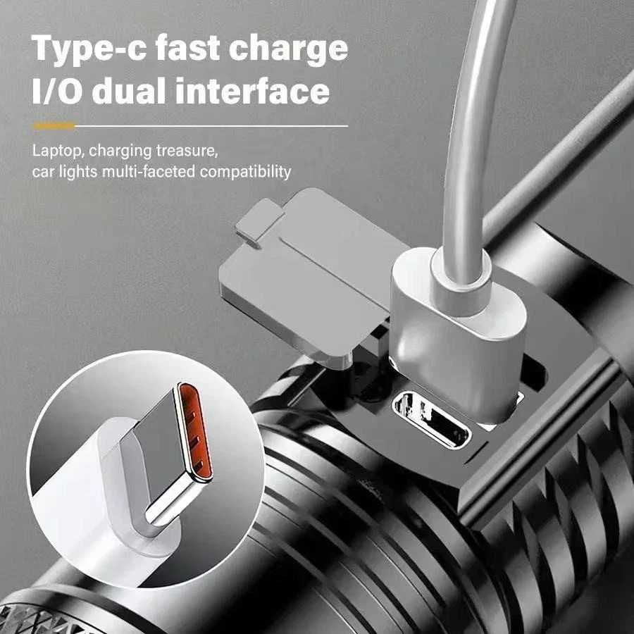 Mini Rechargeable LED Flashlight Tactical Police Super Bright Torch Zoomable Lot - Image 3 of 4