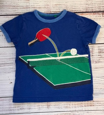 Mini Boden Ping Pong Table Tennis Ball Paddle Applique Blue TShirt