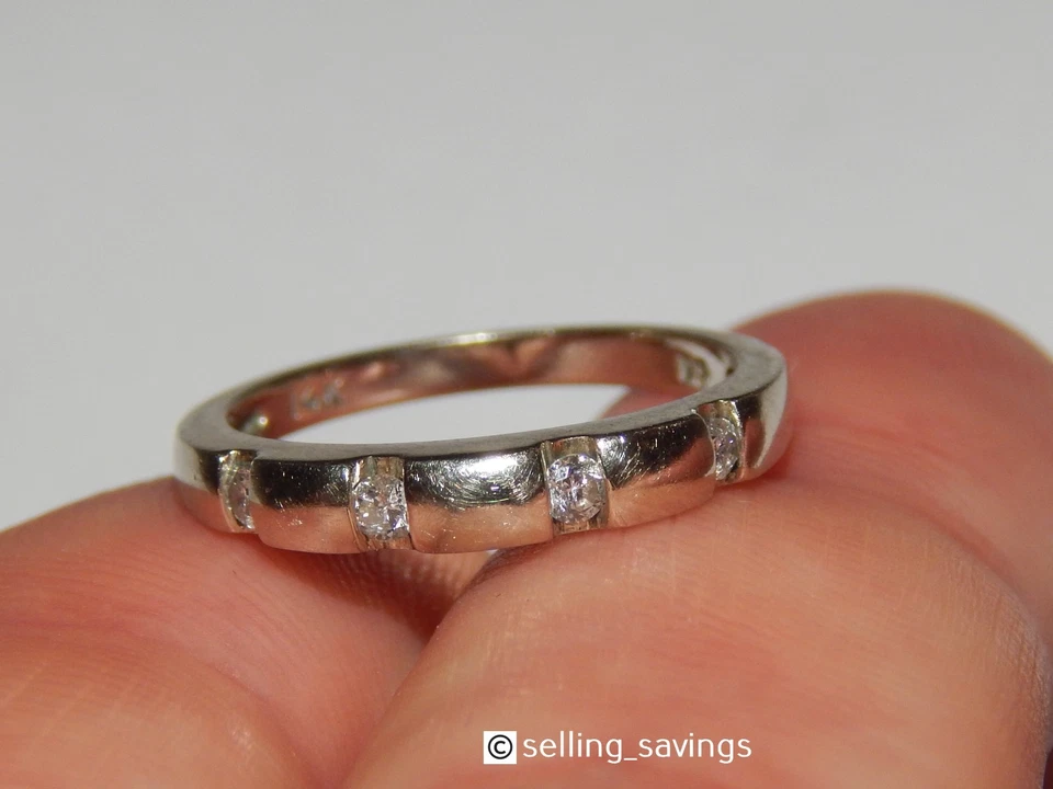 ANILLO BANDA APILABLE GITANA CONJUNTO CANAL DIAMANTE EFFY ORO BLANCO 14K TALLA 6.25 Foto 2 de 3