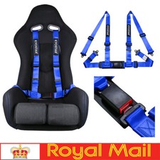 Universal 2inch 4 pt Racing Safety Harness Seat Belt Soft Shoulder Pad Car Blue 