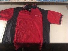 Vintage Budweiser Polo Shirt 80s Size L USA Made embroidered flag on sleeve red
