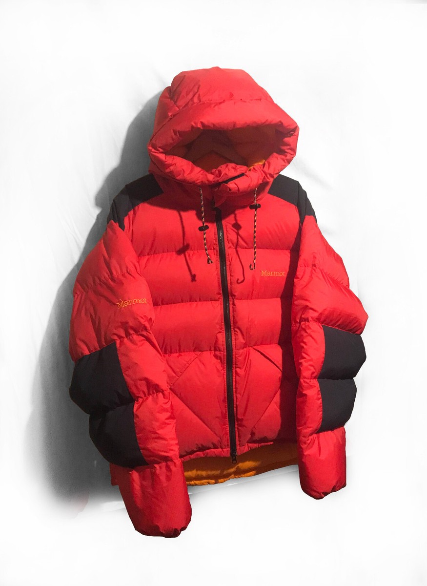 VINTAGE 90s MARMOT PARBAT DRYLOFT DOWN PARKA JACKET EXPEDITION RED