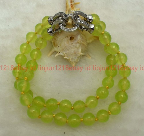 2 Row Natural Pretty 6/8/10mm Green Peridot Round Gemstone Beaded Bracelet 7.5in - Picture 10 of 12