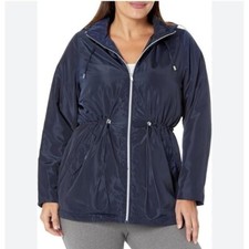 Catherines Women Navy Hooded Windbreaker Size 1x