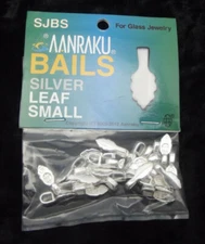 Genuine Aanraku SMALL SILVER Plated LEAF Glue On Bail Pack of 25