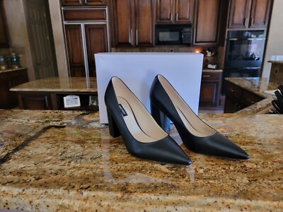 EUC! WORN ONCE, NINE WEST CARA WOMEN'S BLOCK HEEL PUMPS BLACK