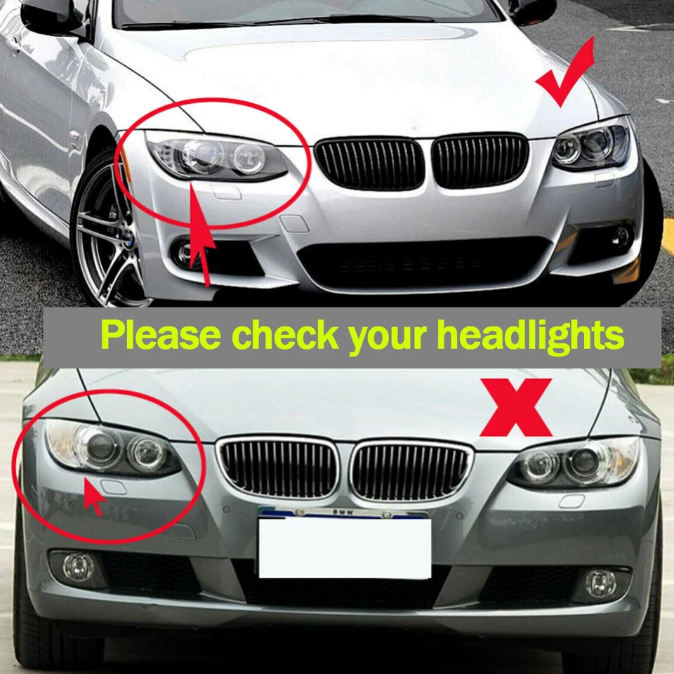 For BMW E92 E93 LCI 10-13 328i 335i Convertible Front Kidney Grilles Gloss Black Foto 3 de 4