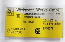 1 NEW WICKMANN-WERKE GMBH 19341 15A 10 PK MINI FUSES NIB ***MAKE OFFER***