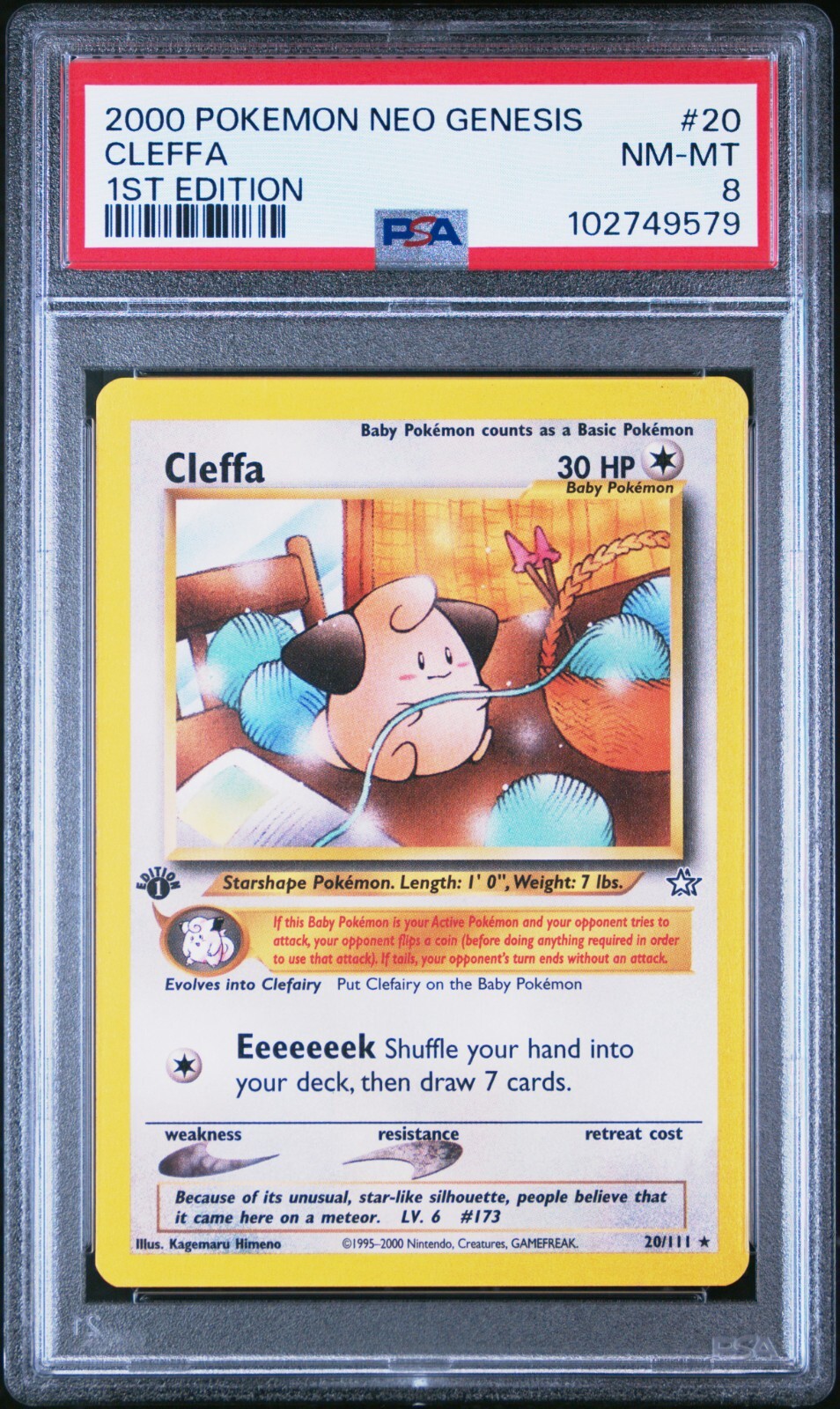 PSA 8 Pokemon Neo Genesis 1st Edition Cleffa 20/111 PSA 8