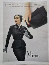 1950 Womens Handmacher Matador black silver suit Miron Woolens vintage Ad
