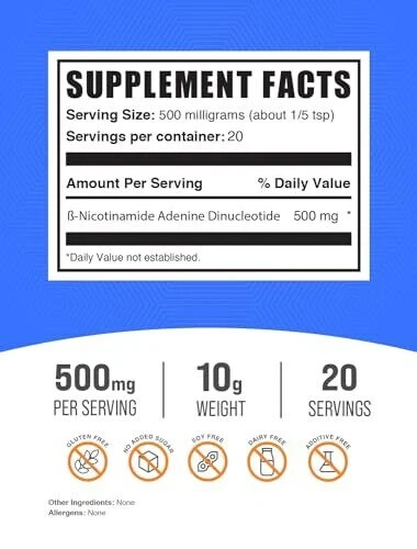 BulkSupplements.com NAD Powder - Nicotinamide Adenine Dinucleotide NAD Supple** - Picture 7 of 7