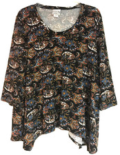 Ellen Company Large Tunic Black Paisley Scoop Neck Stretch 34 Sleeve Pullover Ellen Company Large Tunic Black Paisley Scoop Neck Stretch 34 Sleeve Pullover