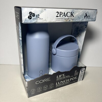 Core Kitchen Lift Edelstahlflasche (532 ml) & Lunch Pot (473 ml) hellblau