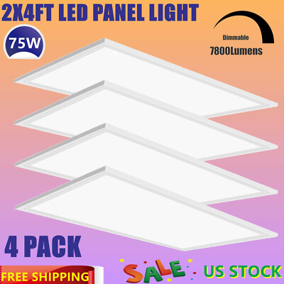 4PC 75W 2x4 LED Panel Down Light Slim Panel Ceiling Tile or Pendent Lamp Fixture