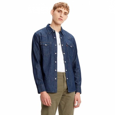 Levis Uomo Camicia Jeans Barstow Western Standard Lusso Moderno  Abbigliamento | eBay