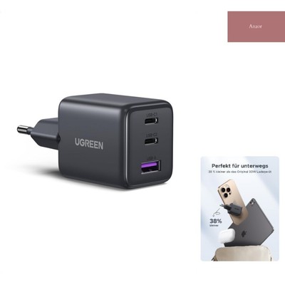 USB C Ladegerät 30W 3-Port iPhone Adapter GaN II Netzteil PD Schnellladegerät...