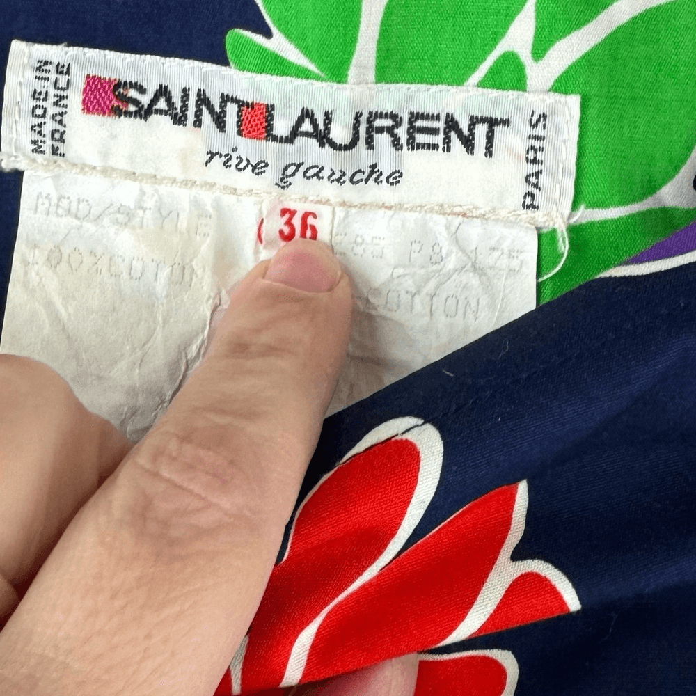 Top Saint Laurent Rive Gauche floreale scollo a barca cotone rilassato 36 4 S