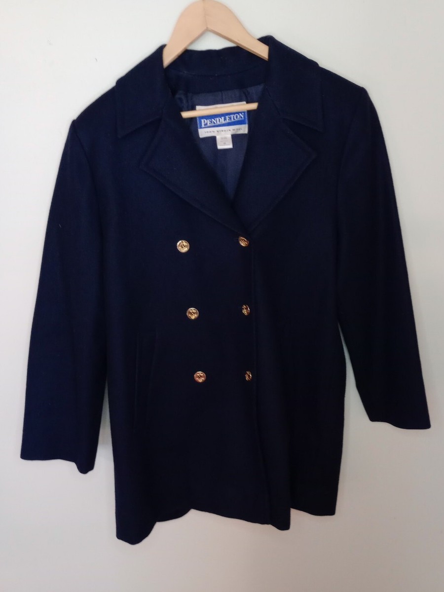 Rare Vintage PENDLETON Button Front Pea Coat Jacket 90s Preppy